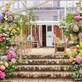 Clearspan ceremony marquee on terrace - DP Marquees Ltd