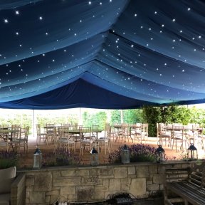 Blue starlight in Clearspan marquee - DP Marquees Ltd