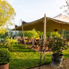 Stretch tent in garden - DP Marquees Ltd
