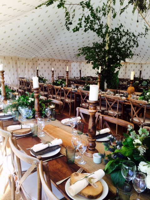 Rustic Tables & french cross back bistro chairs2 - dp marquees ltd