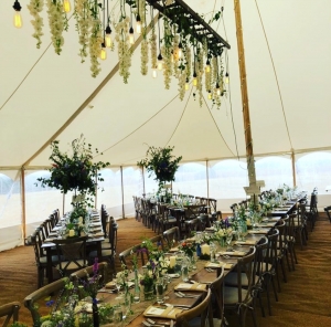 rustic tables & ladder lighting - dp marquees ltd